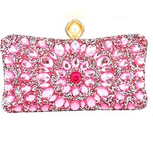 Elegant Pink Rhinestone Bejeweled Purse
